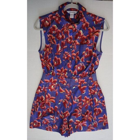 Athleta 607139-04 Women's Petite Sz 2P Purple Floral Brooklyn Utility Romper - Picture 9 of 9